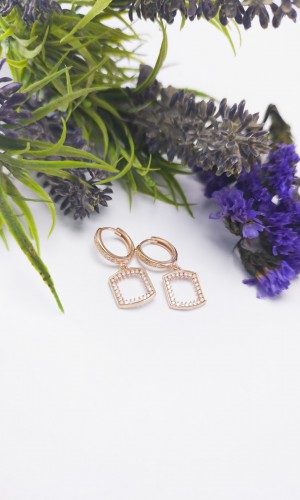 Ayna Tasarım Zirkon Gümüş Küpe