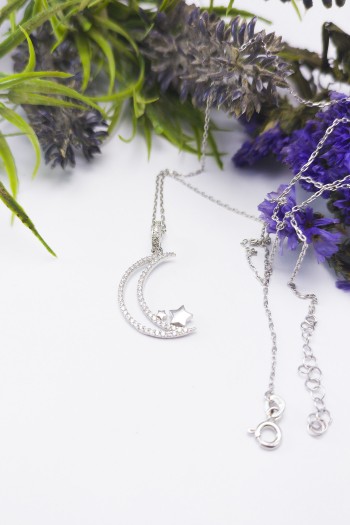 Hilal Ve Yıldız Zirkon Gümüş Kolye