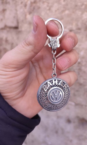 İsimli Volkswagen Amblemli Gümüş Anahtarlık