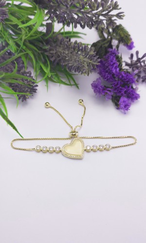 Kalp Tasarım Su Yolu Zirkon Gümüş Bileklik