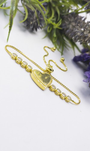 Kalp Tasarım Su Yolu Zirkon Gümüş Bileklik