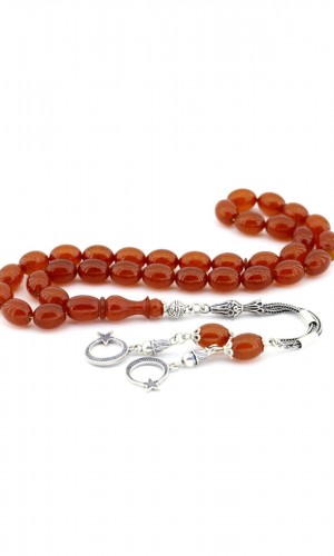 Kırmızı İskender Kesim Sıkma Kehribar Tesbih