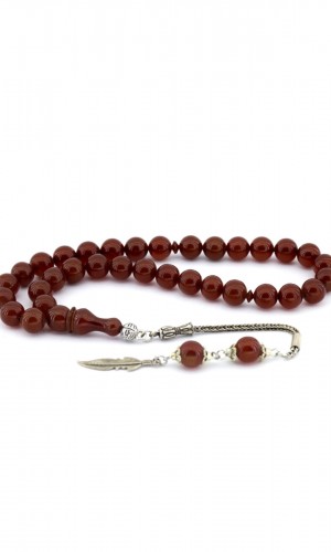 Kırmızı Küre Kesim Sıkma Kehribar Tesbih Kırmızı Küre Kesim Sıkma Kehribar Tesbih