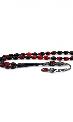 Kırmızı Siyah Kazaz Püsküllü Ateş Kehribar Tesbih Kırmızı Siyah Kazaz Püsküllü Ateş Kehribar Tesbih