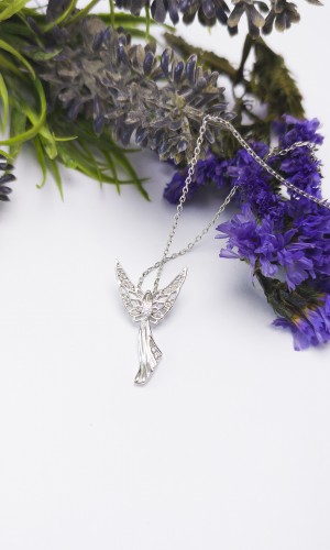 Melek Model Zirkon Gümüş Kolye