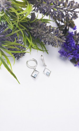 Piramit Tasarım Firuze Gümüş Küpe