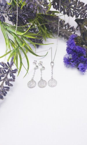 Sallantılı Elmas Möntür Gümüş Takı Seti