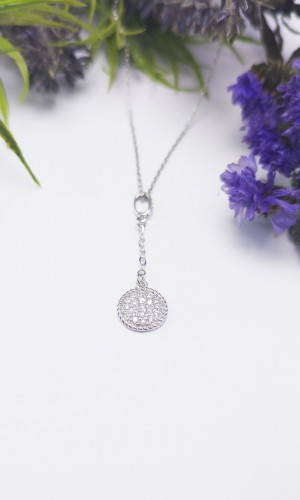 Sallantılı Elmas Möntür Zirkon Gümüş Kolye