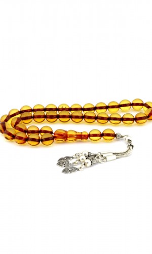 Şeffaf Sarı Küre Kesim Sıkma Kehribar Tesbih