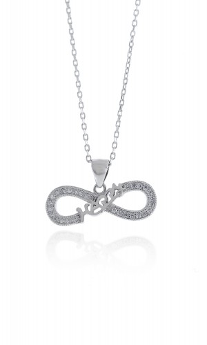 Sonsuzluk Happy Model Zirkon Taşlı Gümüş Kolye