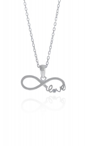 Sonsuzluk Love Model Zirkon Taşlı Gümüş Kolye