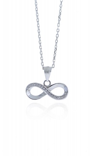 Sonsuzluk Model Zirkon Taşlı Gümüş Kolye