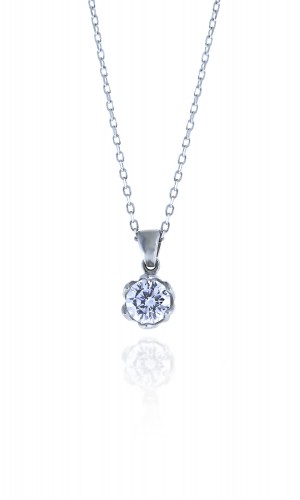 Tektaş Model Zirkon Taşlı Gümüş Kolye