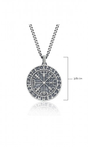 Vegvisir Madalyon Gümüş Kolye