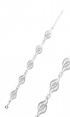 Yaprak Tasarım Telkari Gümüş Bileklik