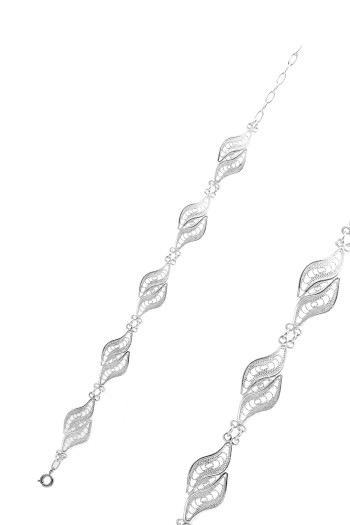 Yaprak Tasarım Telkari Gümüş Bileklik