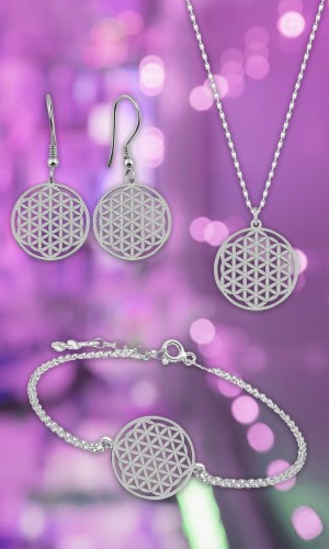 Yaşam Çiçeği Model Gümüş Takı Seti
