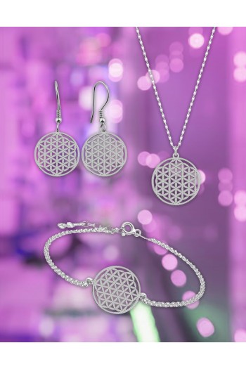 Yaşam Çiçeği Model Gümüş Takı Seti