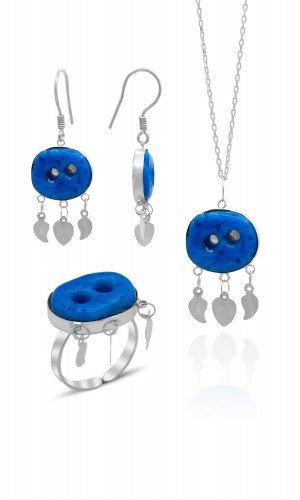 Midyat Süryani Nazar Boncuğu Üçlü Gümüş Set