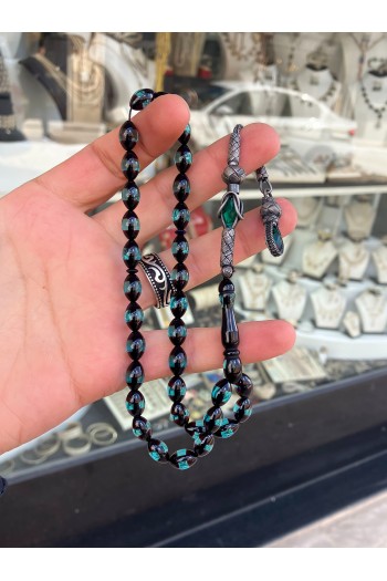 1000 Ayar Kazaziye Püsküllü Sürmeli Toz Kehribar Tesbih