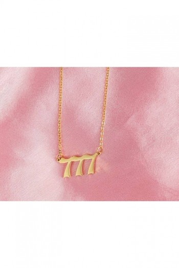 925 Ayar Gümüş Altın Kaplama Melek Sayıları Kolye 