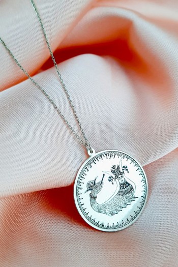 925 Ayar Gümüş Şahmeran Gümüş Kolye Uzunluk 45 Cm 