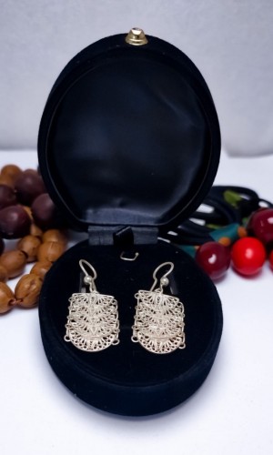 Balık Pullu Model 925 Ayar Telkari Gümüş Küpe