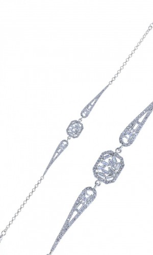 Dikdörtgen Model Baget Zirkon Taşlı Gümüş Bileklik 