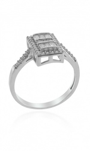 Dikdörtgen Model Baget Zirkon Taşlı Gümüş Yüzük