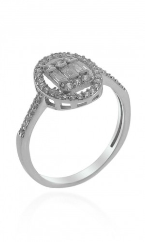 Elips Model Baget Zirkon Taşı Gümüş Yüzük