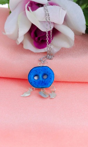 Elişi Midyat Süryani Nazar Boncuğu Gümüş Kolye