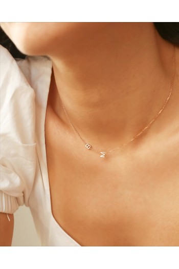 Extra Zarif iki Harfli Rose Kaplama İsimli Gümüş Kolye