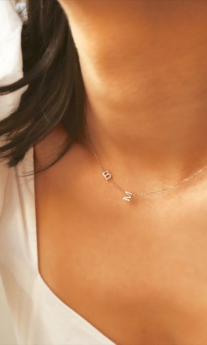 Extra Zarif iki Harfli Rose Kaplama İsimli Gümüş Kolye