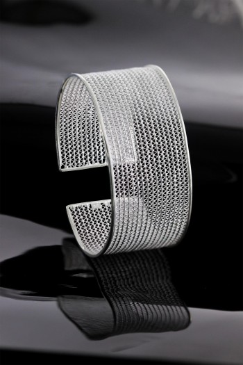 Kafes Tasarım El Işçiliği Telkari Gümüş Kelepçe Bilezik