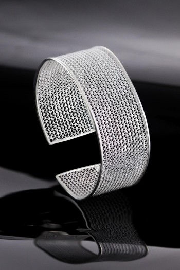 Kafes Tasarım El Işçiliği Telkari Gümüş Kelepçe Bilezik