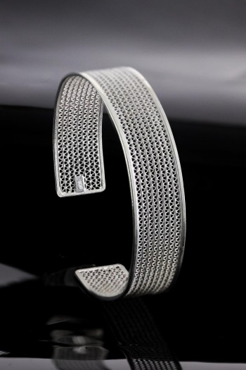 Kafes Tasarım El Işçiliği Telkari Gümüş Kelepçe Bilezik