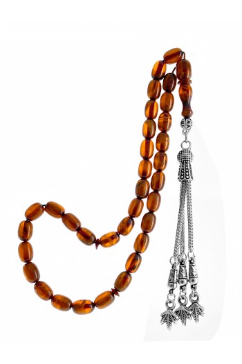 Kahverengi Hareli Kapsül Kesim Sıkma Kehribar Tesbih