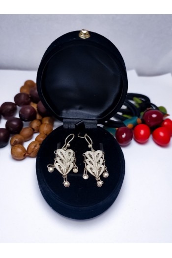 Kalp Sallantılı Model 925 Ayar Telkari Gümüş Küpe