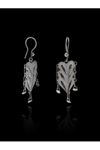 Kalp Sallantılı Model 925 Ayar Telkari Gümüş Küpe