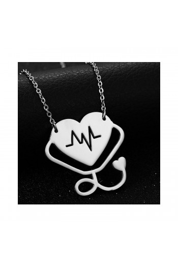 Kalpli Stetaskop 925 Ayar Gümüş Kolye