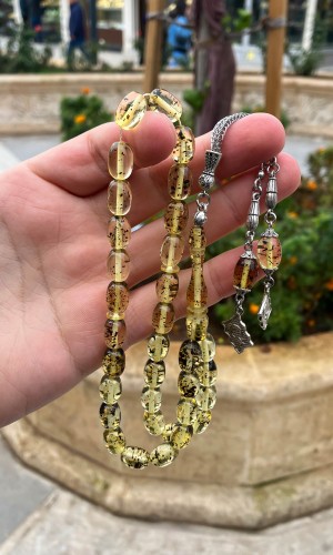 Kapsül Kesim Fosilli Beyrut Damlası Toz Kehribar Tesbih