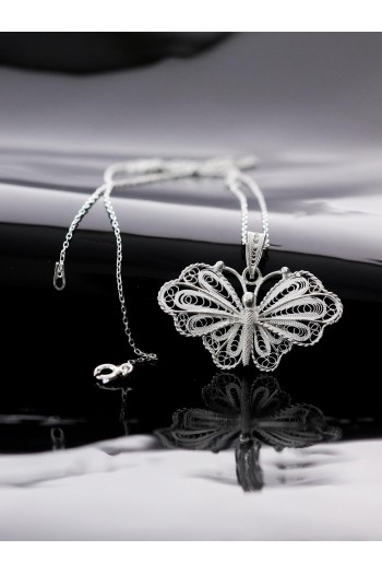 Kelebek Model 925 Ayar Telkari Gümüş Kolye Ucu 