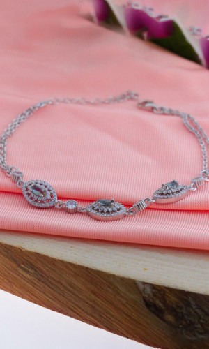 Mekik Model Renk Değiştiren Zultanit Taşlı Zirkon Gümüş Bileklik 