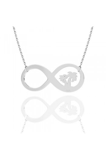 Palmiyeli Sonsuzluk 925 Ayar Gümüş Kolye