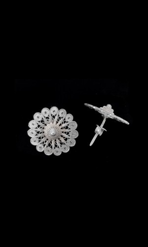 Papatya Model 925 Ayar Telkari Gümüş Küpe