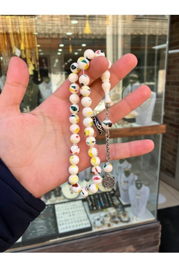 Parçalı Beyaz Toz Kehribar Tesbih