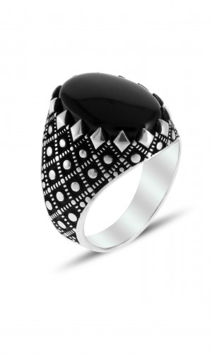 Pençe Model Oniks Taşlı Erkek Gümüş Yüzük 