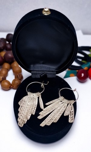 Pullu Sallantılı Model 925 Ayar Telkari Gümüş Küpe