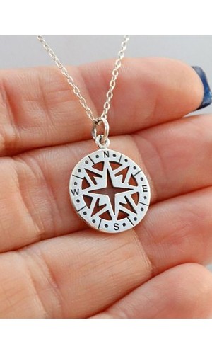 Pusula 925 Ayar Gümüş Kolye