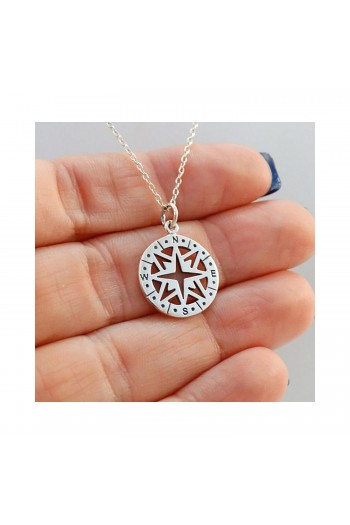 Pusula 925 Ayar Gümüş Kolye